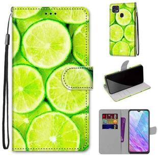For ZTE Blade V2020 Smart Coloured Drawing Cross Texture Horizontal Flip PU Leather Case with Holder & Card Slots & Wallet & Lanyard(Green Lemon)