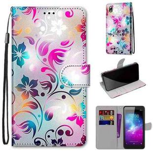 For ZTE Blade L8 / A3 2019 Coloured Drawing Cross Texture Horizontal Flip PU Leather Case with Holder & Card Slots & Wallet & Lanyard(Gradient Colorful Flower)
