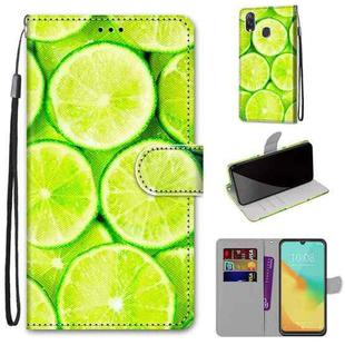 For ZTE Blade V10 Vita Coloured Drawing Cross Texture Horizontal Flip PU Leather Case with Holder & Card Slots & Wallet & Lanyard(Green Lemon)