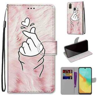 For ZTE Blade V10 Vita Coloured Drawing Cross Texture Horizontal Flip PU Leather Case with Holder & Card Slots & Wallet & Lanyard(Pink Hands Heart)