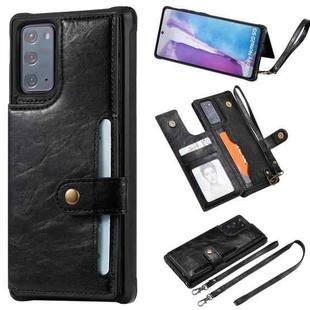 Shockproof Horizontal Flip Protective Case with Holder & Card Slots & Wallet & Photo Frame & Short Lanyard For Samsung Galaxy Note20(Black)