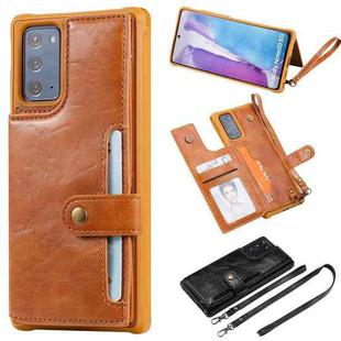 Shockproof Horizontal Flip Protective Case with Holder & Card Slots & Wallet & Photo Frame & Short Lanyard For Samsung Galaxy Note20(Brown)