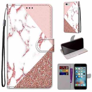 Coloured Drawing Cross Texture Horizontal Flip PU Leather Case with Holder & Card Slots & Wallet & Lanyard For iPhone 6 / 6s(Pink Stone Texture)