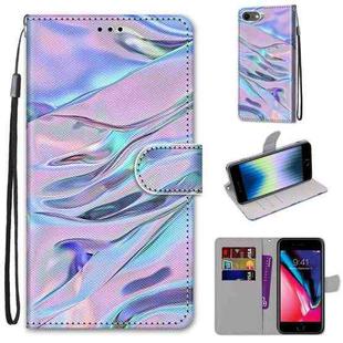 For iPhone SE 2022 / SE 2020 / 8 / 7 Coloured Drawing Cross Texture Horizontal Flip PU Leather Case with Holder & Card Slots & Wallet & Lanyard(Fluorescent Water Texture)