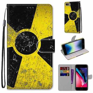 For iPhone SE 2022 / SE 2020 / 8 / 7 Coloured Drawing Cross Texture Horizontal Flip PU Leather Case with Holder & Card Slots & Wallet & Lanyard(Yellow Black Logo)