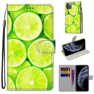 For iPhone 11 Pro Coloured Drawing Cross Texture Horizontal Flip PU Leather Case with Holder & Card Slots & Wallet & Lanyard (Green Lemon)