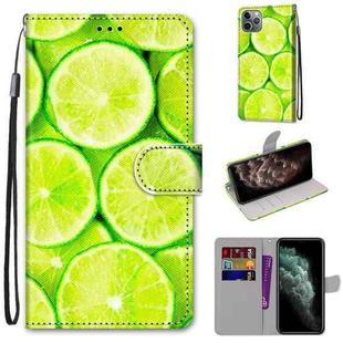 For iPhone 11 Pro Max Coloured Drawing Cross Texture Horizontal Flip PU Leather Case with Holder & Card Slots & Wallet & Lanyard (Green Lemon)