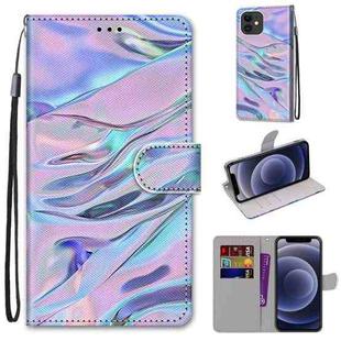 For iPhone 12 mini Coloured Drawing Cross Texture Horizontal Flip PU Leather Case with Holder & Card Slots & Wallet & Lanyard (Fluorescent Water Texture)