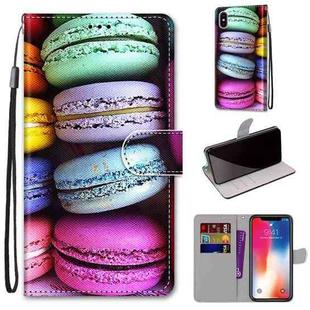 For iPhone X / XS Coloured Drawing Cross Texture Horizontal Flip PU Leather Case with Holder & Card Slots & Wallet & Lanyard(Colorful Cakes)