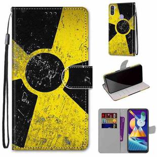 For Samsung Galaxy M11 & A11 Coloured Drawing Cross Texture Horizontal Flip PU Leather Case with Holder & Card Slots & Wallet & Lanyard(Yellow and Black Signs)