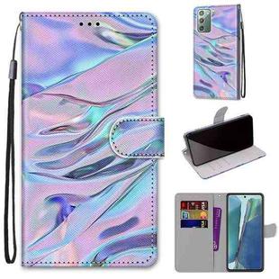 For Samsung Galaxy Note20 Coloured Drawing Cross Texture Horizontal Flip PU Leather Case with Holder & Card Slots & Wallet & Lanyard(Fluorescent Water Pattern)