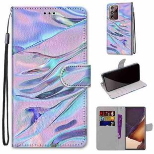 For Samsung Galaxy Note20 Ultra Coloured Drawing Cross Texture Horizontal Flip PU Leather Case with Holder & Card Slots & Wallet & Lanyard(Fluorescent Water Pattern)