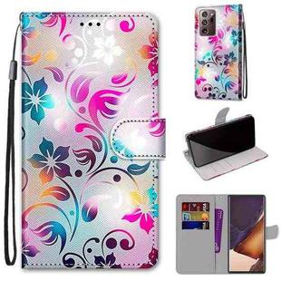 For Samsung Galaxy Note20 Ultra Coloured Drawing Cross Texture Horizontal Flip PU Leather Case with Holder & Card Slots & Wallet & Lanyard(Gradient Colorful Flower)