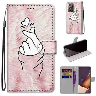 For Samsung Galaxy Note20 Ultra Coloured Drawing Cross Texture Horizontal Flip PU Leather Case with Holder & Card Slots & Wallet & Lanyard(Pink Hands Than Hearts)