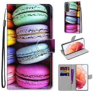 For Samsung Galaxy S21 5G Coloured Drawing Cross Texture Horizontal Flip PU Leather Case with Holder & Card Slots & Wallet & Lanyard(Colorful Layer Cake)