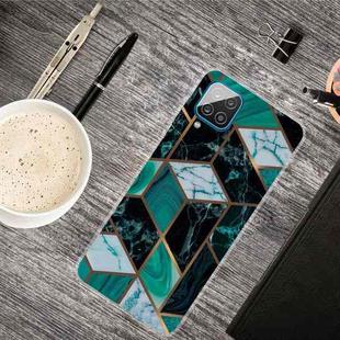 For Samsung Galaxy A12 Marble Shockproof  TPU Protective Case(Rhombus Dark Green)