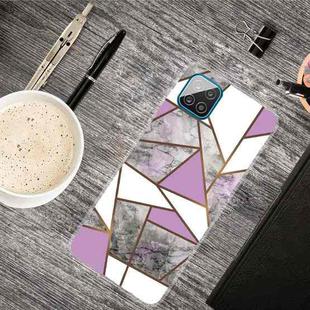 For Samsung Galaxy A12 Marble Shockproof  TPU Protective Case(Rhombus Gray Purple)