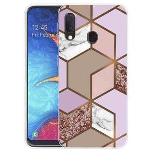 For Samsung Galaxy A20e Marble Shockproof  TPU Protective Case(Rhombus Orange Purple)