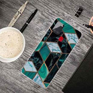 For Samsung Galaxy A21s Marble Shockproof  TPU Protective Case(Rhombus Dark Green)
