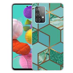 For Samsung Galaxy A52 5G / 4G Marble Shockproof  TPU Protective Case(Rhombus Green)