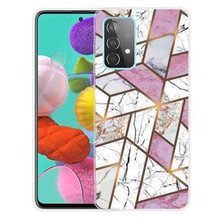 For Samsung Galaxy A72 5G / 4G Marble Shockproof  TPU Protective Case(Rhombus White Purple)