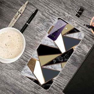 For Samsung Galaxy S21 5G Marble Shockproof TPU Protective Case(Rhombus Golden Yellow)