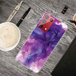 For Samsung Galaxy S21 Ultra 5G Marble Shockproof TPU Protective Case(Abstract Purple)