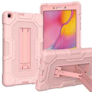 For Samsung Galaxy Tab A 8.0 (2019) / T290 Contrast Color Robot Shockproof Silicone + PC Protective Case with Holder(Rose Gold)