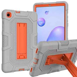 For Samsung Galaxy Tab A 8.4 (2020) / T307 Contrast Color Robot Shockproof Silicone + PC Protective Case with Holder(Grey Orange)