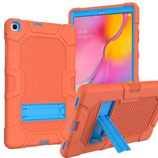 For Samsung Galaxy Tab A 10.1 (2019) / T510 Contrast Color Robot Shockproof Silicone + PC Protective Case with Holder(Orange Blue)