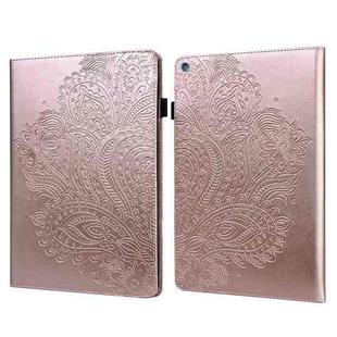 For Amazon Kindle Fire HD 10 2016/2017/2018/2019 Peacock Embossed Pattern TPU + PU Horizontal Flip Leather Case with Holder & Card Slots & Wallet & Sleep / Wake-up Function(Rose Gold)
