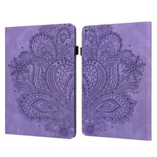 For Amazon Kindle Fire HD 10 2016/2017/2018/2019 Peacock Embossed Pattern TPU + PU Horizontal Flip Leather Case with Holder & Card Slots & Wallet & Sleep / Wake-up Function(Purple)