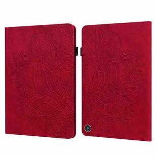 For Amazon Kindle Fire HD 8 2020 Peacock Embossed Pattern TPU + PU Horizontal Flip Leather Case with Holder & Card Slots & Wallet & Sleep / Wake-up Function(Red)