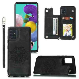 For Samsung Galaxy A52 5G / 4G Mandala Embossed PU + TPU Case with Holder & Card Slots & Photo Frame & Strap(Black)