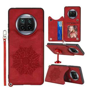For Xiaomi Mi 10T Lite 5G Mandala Embossed PU + TPU Case with Holder & Card Slots & Photo Frame & Strap(Red)