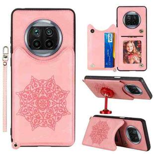 For Xiaomi Mi 10T Lite 5G Mandala Embossed PU + TPU Case with Holder & Card Slots & Photo Frame & Strap(Rose Gold)