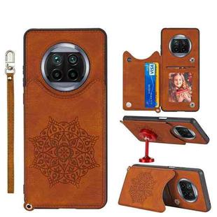 For Xiaomi Mi 10T Lite 5G Mandala Embossed PU + TPU Case with Holder & Card Slots & Photo Frame & Strap(Brown)