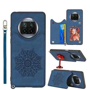 For Xiaomi Mi 10T Lite 5G Mandala Embossed PU + TPU Case with Holder & Card Slots & Photo Frame & Strap(Blue)