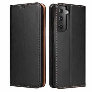 For Samsung Galaxy S21 5G Fierre Shann PU Genuine Leather Texture Horizontal Flip Leather Case with Holder & Card Slots & Wallet(Black)