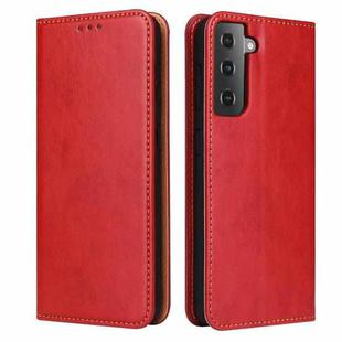 For Samsung Galaxy S21+ 5G Fierre Shann PU Genuine Leather Texture Horizontal Flip Leather Case with Holder & Card Slots & Wallet(Red)