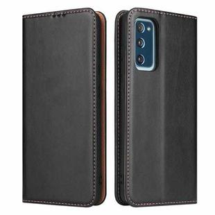 For Samsung Galaxy S20 FE / S20 Lite Fierre Shann PU Genuine Leather Texture Horizontal Flip Leather Case with Holder & Card Slots & Wallet(Black)