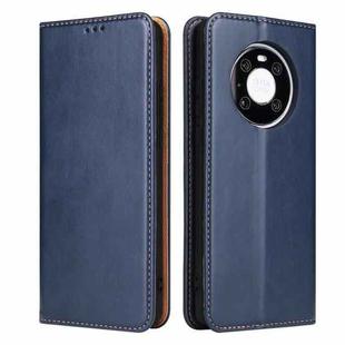 For Huawei Mate 40 Fierre Shann PU Genuine Leather Texture Horizontal Flip Leather Case with Holder & Card Slots & Wallet(Blue)