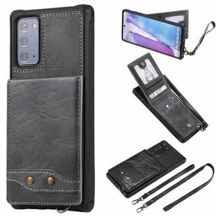 Vertical Flip Wallet Shockproof Back Cover Protective Case with Holder & Card Slots & Lanyard & Photos Frames For Samsung Galaxy Note20(Grey)