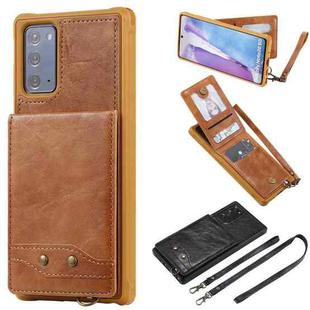 Vertical Flip Wallet Shockproof Back Cover Protective Case with Holder & Card Slots & Lanyard & Photos Frames For Samsung Galaxy Note20(Brown)