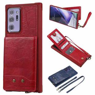 Vertical Flip Wallet Shockproof Back Cover Protective Case with Holder & Card Slots & Lanyard & Photos Frames For Samsung Galaxy Note20 Ultra(Red)