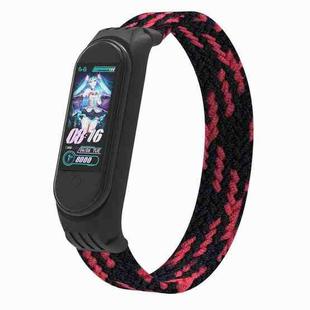 For Xiaomi Mi Band 5 / 4 / 3 / Huami Single Lap Braided Yarn + TPU Wrist Strap Watch Band, Size:S(Black + Red)