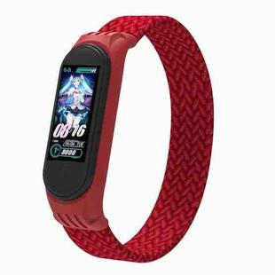 For Xiaomi Mi Band 5 / 4 / 3 / Huami Single Lap Braided Yarn + TPU Wrist Strap Watch Band, Size:S(Red)