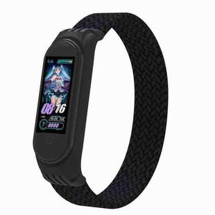 For Xiaomi Mi Band 5 / 4 / 3 / Huami Single Lap Braided Yarn + TPU Wrist Strap Watch Band, Size:M(Black)