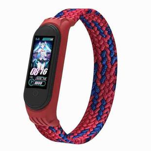 For Xiaomi Mi Band 5 / 4 / 3 / Huami Single Lap Braided Yarn + TPU Wrist Strap Watch Band, Size:M(Red + Black)