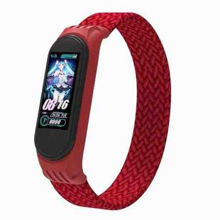 For Xiaomi Mi Band 5 / 4 / 3 / Huami Single Lap Braided Yarn + TPU Wrist Strap Watch Band, Size:M(Red)
